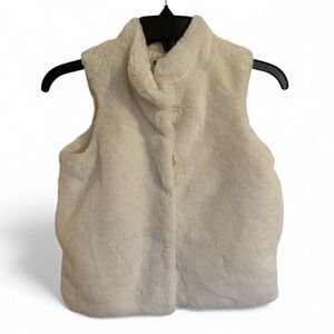 Epic Threads new Faux Fur Vest ivory off white cream size small lined button up!